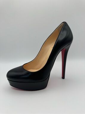 Christian Louboutin Bianca 140 Black Leather Platform Pump Size 38 EU Italy